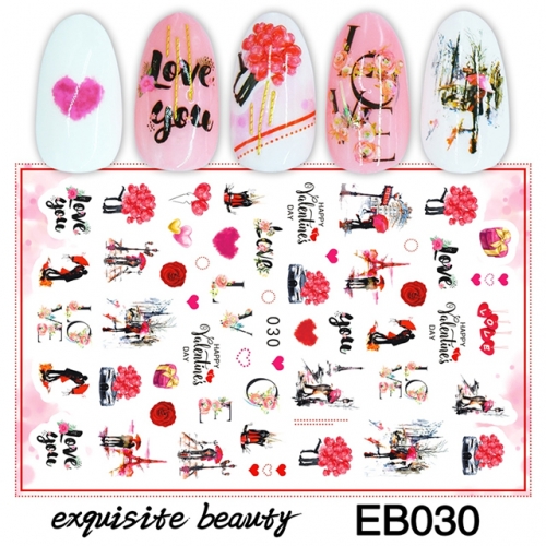 F Valentine's Day nail sticker