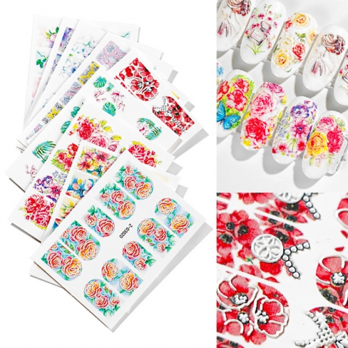 5D-F 5d water transfer flower designs nail sticker