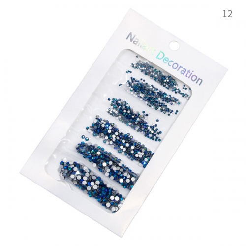 CRS-50 Sliver bottom black AB nail rhinestones