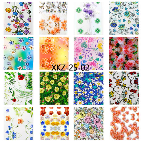 XKZ-25-02 Flowers 16 pcs set nail transfer foil