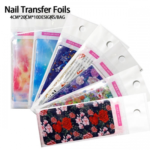 NDO-439 20*4cm 10pcs set flowers butterfly nail transfer foil set