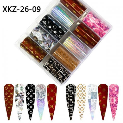 XKZ-26-09 Brands marble mixed nail foil