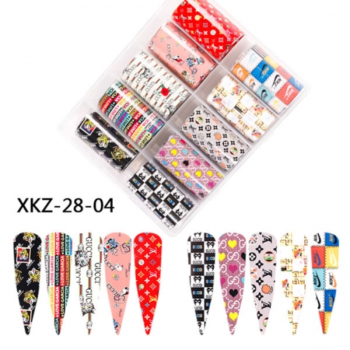 XKZ-28-04 colorful brands nail transfer foil
