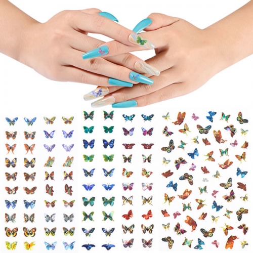 YM butterfly laser nail sticker