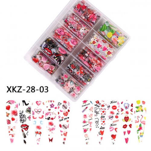 XKZ-28-03 Flower lip heart valentines nail transfer sticker