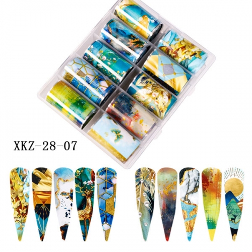 XKZ-28-07 Gold Green Animal Transfer nail foil