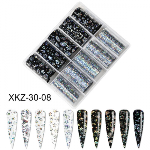 XKZ-30-08 Laser Christmas nail transfer foil