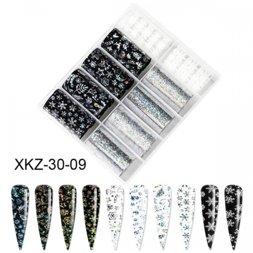 XKZ-30-09 Laser Christmas nail transfer foil