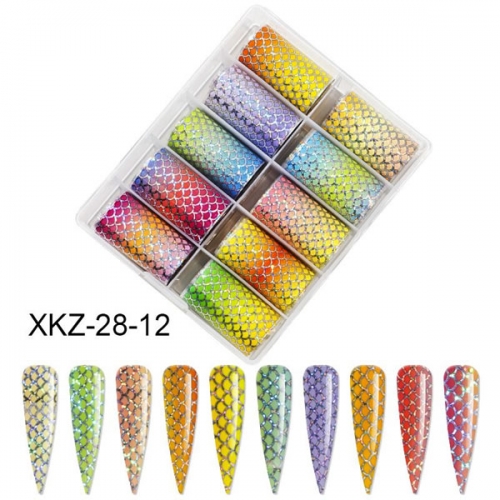 XKZ-28-12 Fish scale nail transfer foil