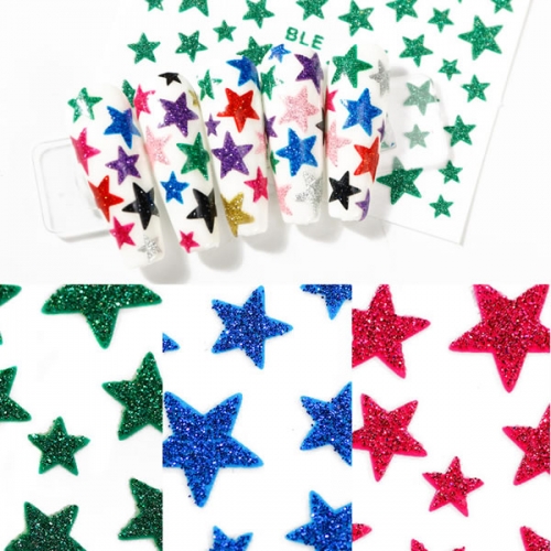BLE Shining glitter star nail art sticker