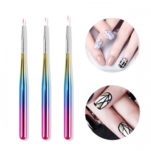 NBS-97 3pcs/set Rainbow liner nail art brush