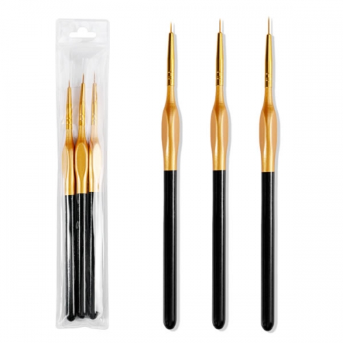 NBS-100 3pcs/set gold liner nail brush
