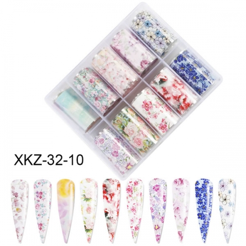 XKZ-32-10 Flower nail art transfer foil