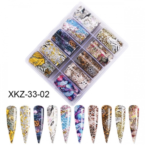 XKZ-33-02 Colorful leopard transfer nail foil