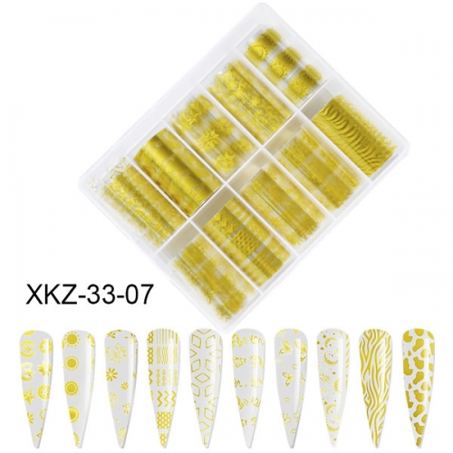 XKZ-33-07 Gold sun star moon nail art transfer foil set