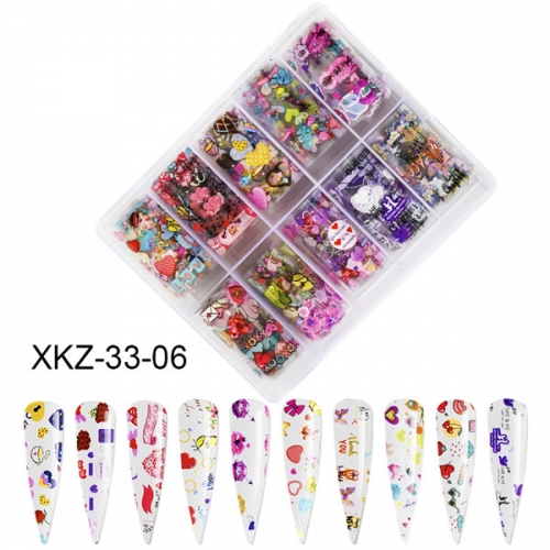 XKZ-33-06 Love lips heart sweet Valentine's Day nail transfer foil