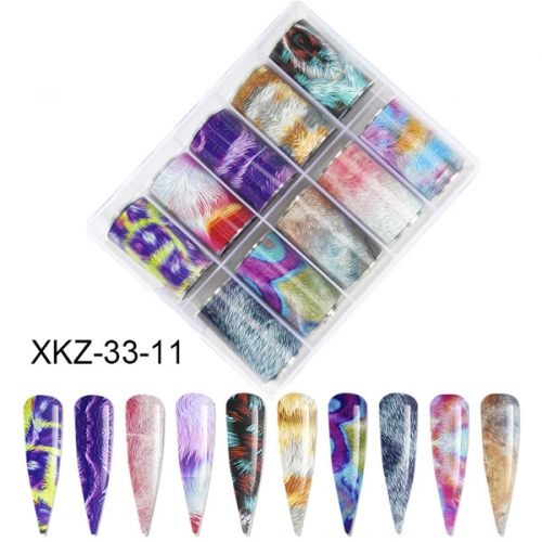XKZ-33-11 Fiber feather fur transfer nail foil
