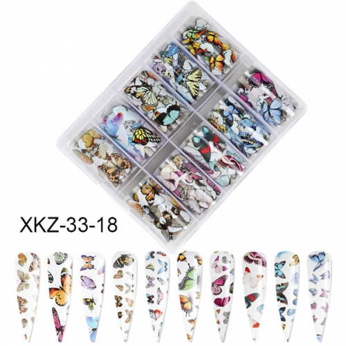 XKZ-33-18 Colorful butterfly nail transfer foil
