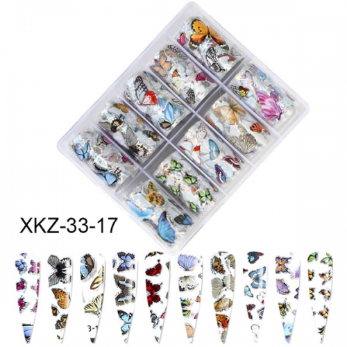 XKZ-33-17 holographic butterfly nail transfer foil