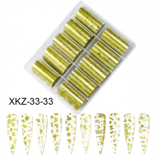 XKZ-33-33 Gold butterfly nail art transfer foil
