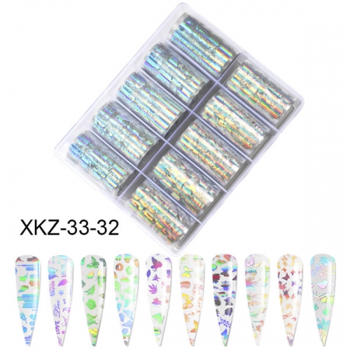 XKZ-33-32 Gradient laser butterfly holographic nail transfer foil