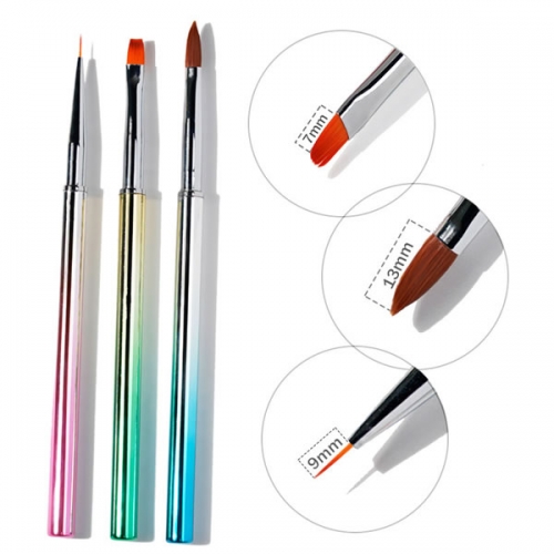 NBS-106 3pcs metal handle nail painting brush set