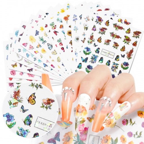 QF-01 to QF-18 Flower butterfly decorations nail art sticker