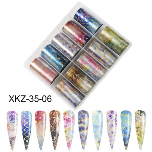 XKZ-35-06 Labels logo sky stars nail transfer foil