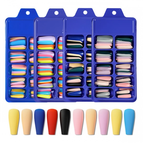 NTS-87 100pcs/box colorful matte coffin nail tips press on nails