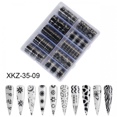 XKZ-35-09 Black lace zebra transfer nail foil