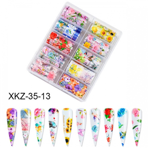 XKZ-35-13 Blossom flowers nail foil transfer set