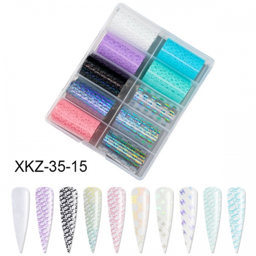 XKZ-35-15 Logo label aurora holographic transfer nail foil