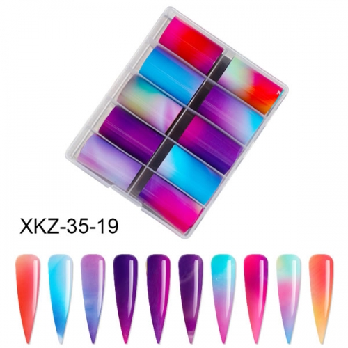 XKZ-35-19 Rainbow marble gradient nail art transfer foil