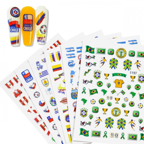 1191-1202 Football South America national flag nail sticker