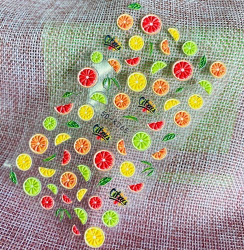 5D-K065-079 Fresh fruit bow 5D nail sticker decals