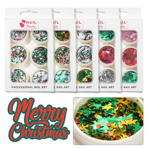 GSP-194 Christmas red green snowman tree sequins nail art decoration slice glitter