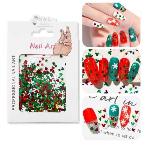 GSP-195 Christmas red green nail art glitter sequins
