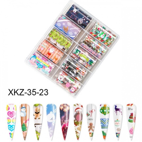 XKZ-35-23 Christmas Gingerbread man deer transfer nail art foil