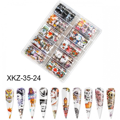 XKZ-35-24 Halloween pumpkin beauty nail transfer foil