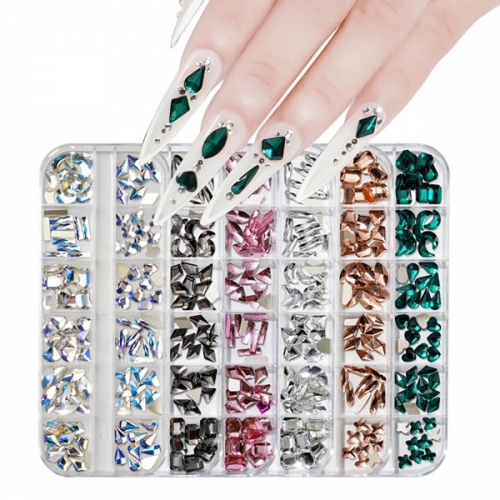 NDO-512 Colorful shapes diamond nail art rhinestones