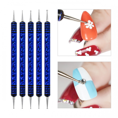 R74 Blue stars stripes nail art dotting pen set