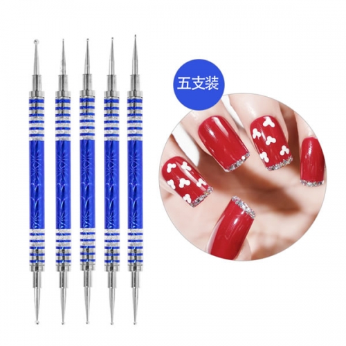 R120 5pcs set blue nail art dotting pen