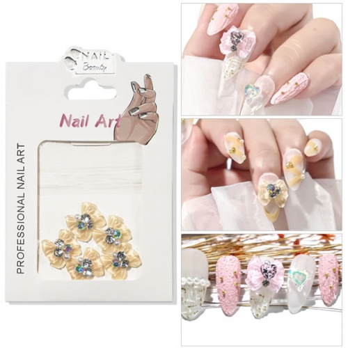 NDO-543 5pcs/bag bow flower nail art rhinestones decoration
