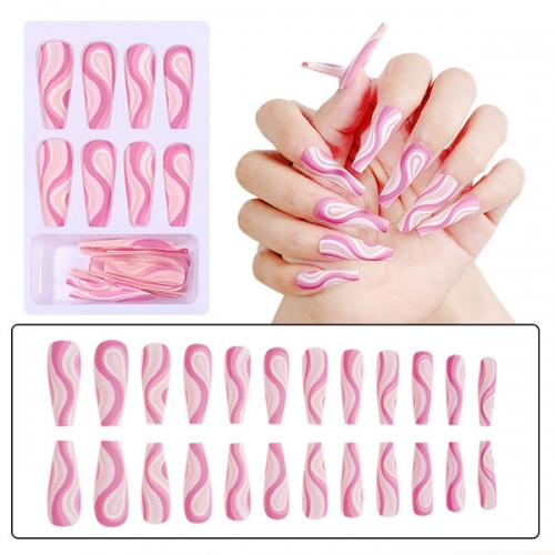 PNT-58-09 24pcs pink nail tips press on nails