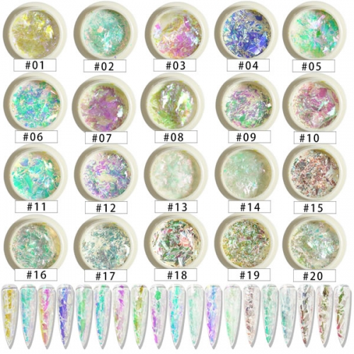 PGP-161 20 colors aurora flakes nail art decorations