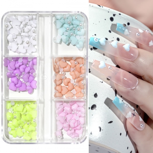 NDO-559 Heart shape beads nail art decorations set color change in UV light