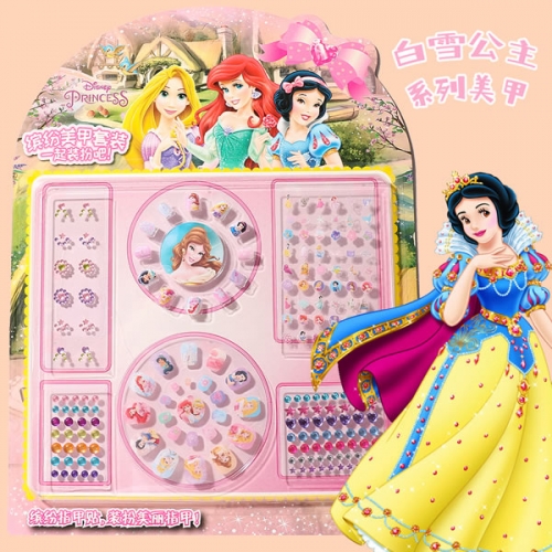 PNT-61 Cartoon queen child press on nails with rhinestones stickers