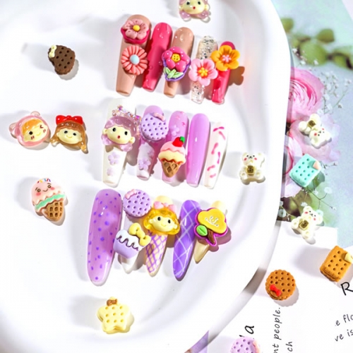 NDO-567 10pcs/bag flower candy ice cream nail decorations