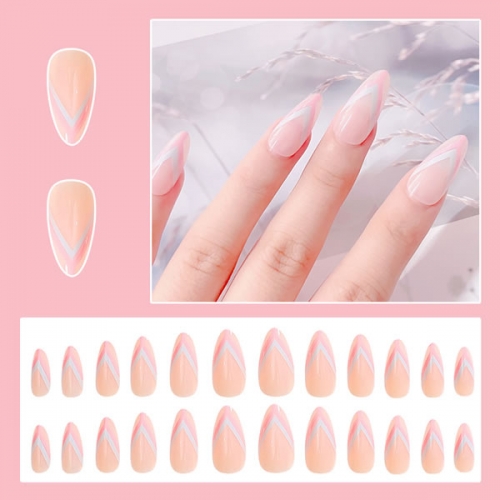 PNT-71 24pcs/set press on nails with jelly stickers