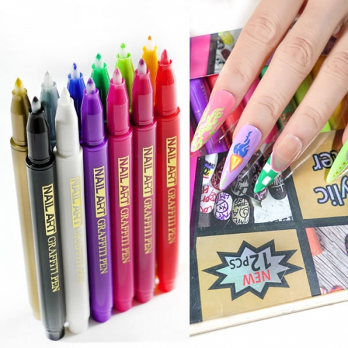 POT-119 12pcs/set nail painting marker pen